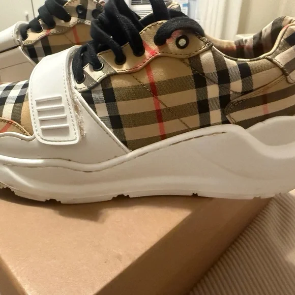Burberry Vintage Regis Check and Leather Sneakers